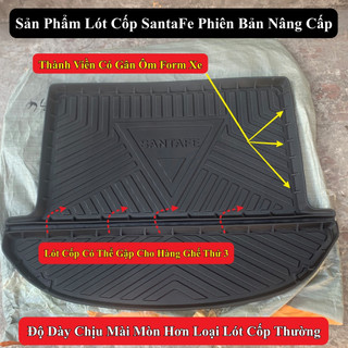 Lót Cốp Hyundai Santafe Đời 2012-2023 Chống Mài Mòn Gấp Mép (Hàng Nội Địa Trung)