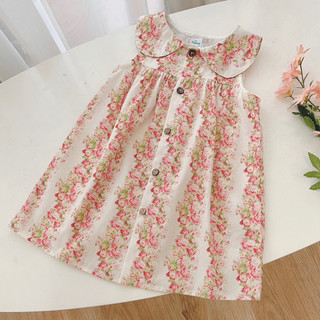 Váy bé gái sát nách cổ sen vintage 1-7 tuổi (9-26kg) N022