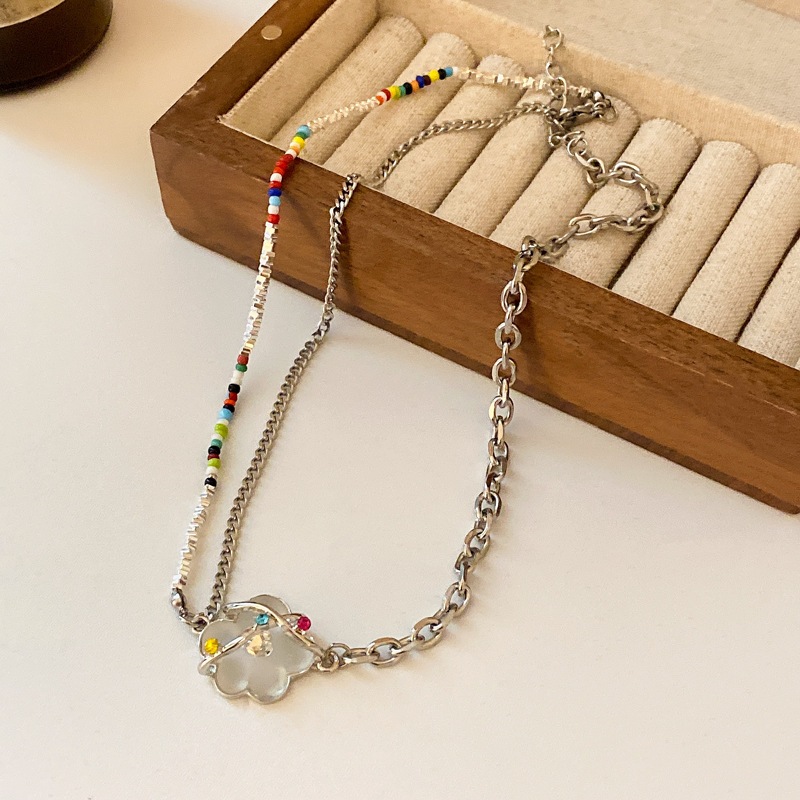 Dây chuyền thép titan không gỉ hình đám mây đá rhinestone phong cách cá tính