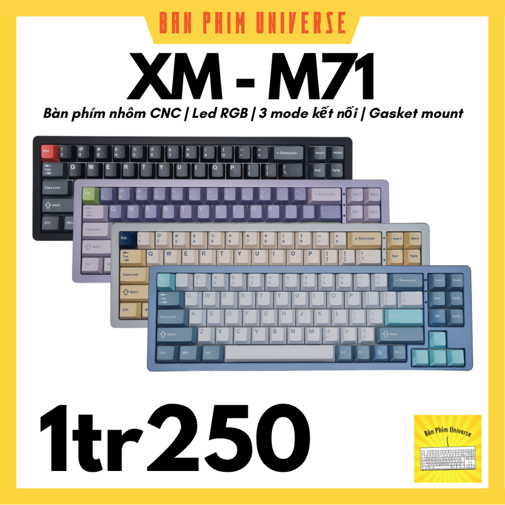 Bàn phím cơ M71 V2 Xinmeng Nhôm CNC 3 mode bàn phím bluetooth, 2.4ghz ...
