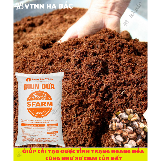Mụn Dừa, Mụn Xơ Dừa Đã Qua Xử Lý SFARM 20dm3 Đặng Gia Trang - Mụn Dừa Trồng Cây