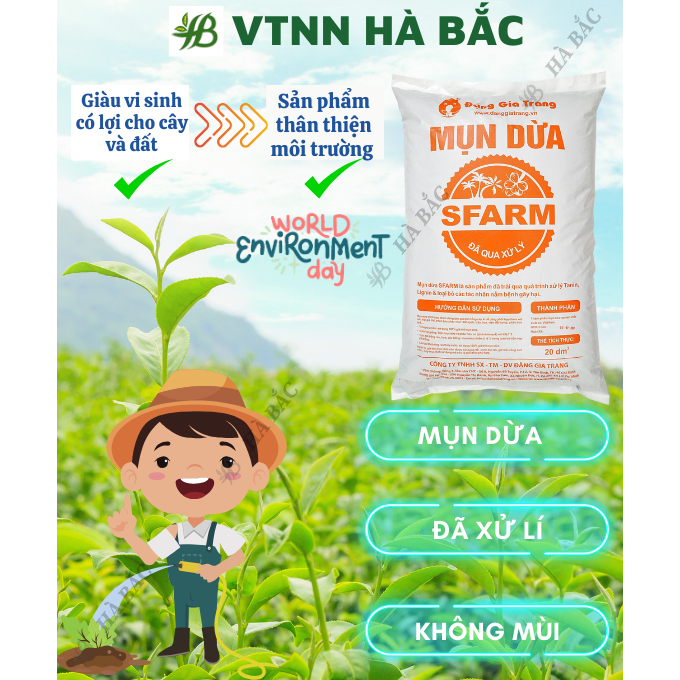 Mụn Dừa, Mụn Xơ Dừa Đã Qua Xử Lý SFARM 20dm3 Đặng Gia Trang - Mụn Dừa Trồng Cây