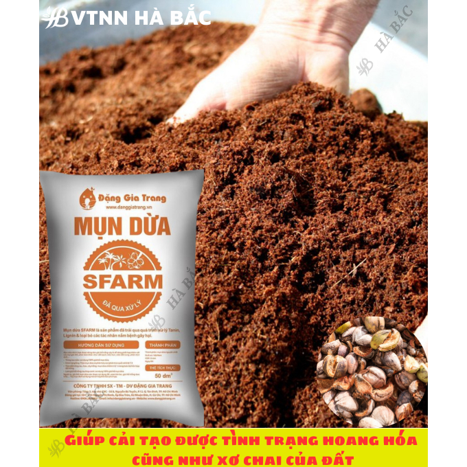 Mụn Dừa, Mụn Xơ Dừa Đã Qua Xử Lý SFARM 50dm3 Đặng Gia Trang - Mụn Dừa Trồng Cây