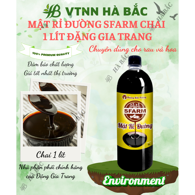 Mật Rỉ Đường SFARM Chai 1 Lít Đặng Gia Trang - Đẩy Nhanh Thời Gian Ủ Phân, Nguồn Dinh Dưỡng Dồi Dào