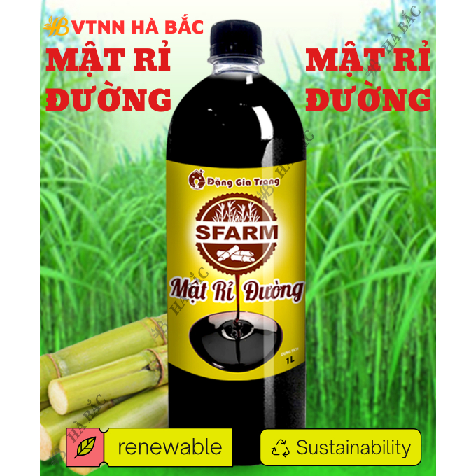 Mật Rỉ Đường SFARM Chai 1 Lít Đặng Gia Trang - Đẩy Nhanh Thời Gian Ủ Phân, Nguồn Dinh Dưỡng Dồi Dào