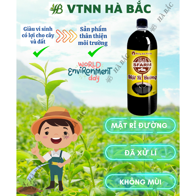 Mật Rỉ Đường SFARM Chai 1 Lít Đặng Gia Trang - Đẩy Nhanh Thời Gian Ủ Phân, Nguồn Dinh Dưỡng Dồi Dào