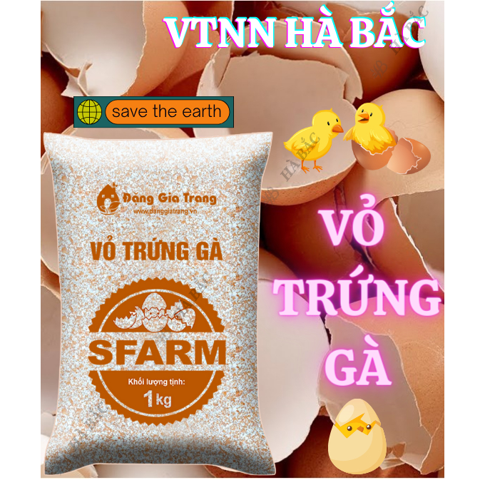 Vỏ Trứng Gà Bón Cây SFARM 1KG Đặng Gia Trang - Ngăn Ngừa Các Loại Thân Mềm (ốc sên...), Cân Bằng Độ pH Cho Cây