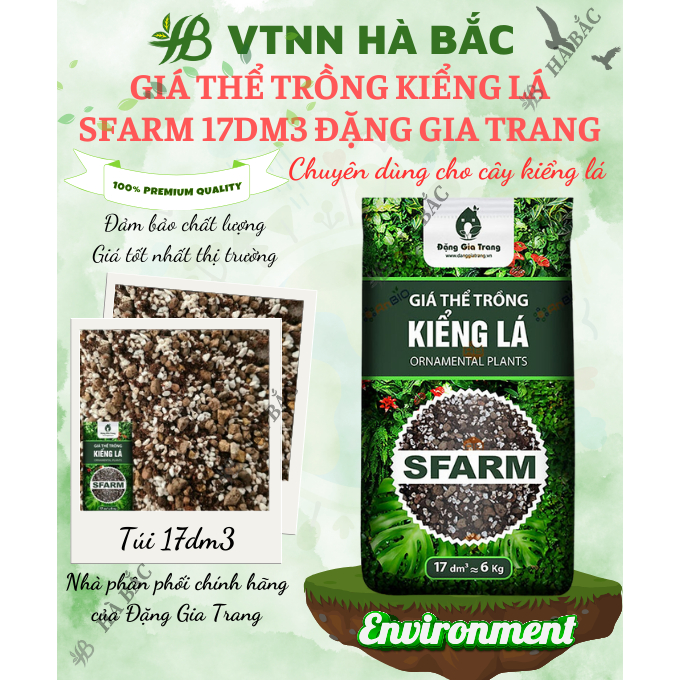 Giá Thể Trồng Kiểng Lá SFARM 17dm3 Đặng Gia Trang - Bảo Vệ Tốt Cho Rễ, Tơi Xốp, Thoáng Khí