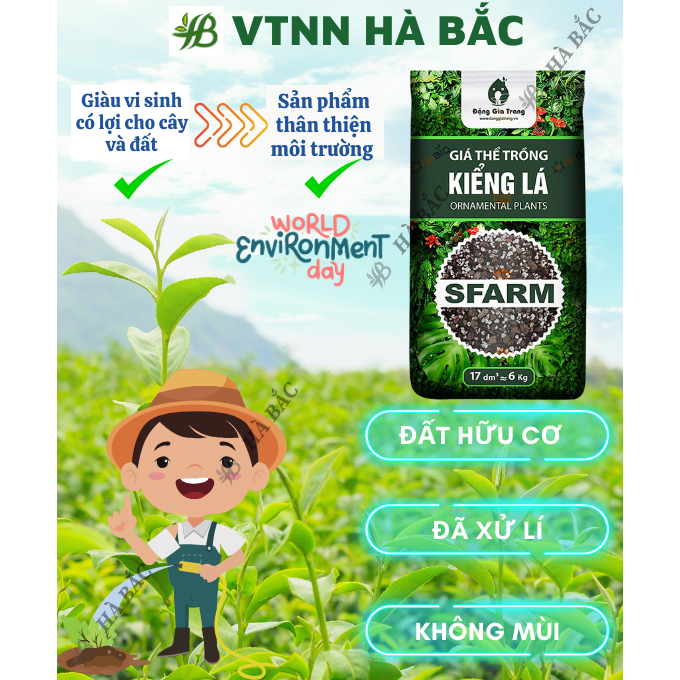 Giá Thể Trồng Kiểng Lá SFARM 17dm3 Đặng Gia Trang - Bảo Vệ Tốt Cho Rễ, Tơi Xốp, Thoáng Khí