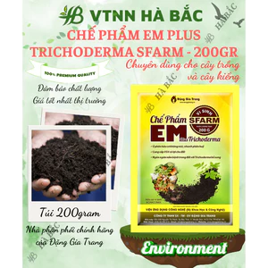 Chế Phẩm EM Plus Trichoderma SFARM Loại 200GR, Ủ Phân Hữu Cơ Không Mùi, VSV Có Lợi, Ngừa Nấm Bệnh