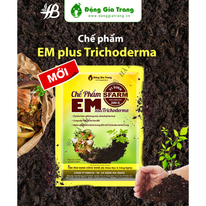 Chế Phẩm EM Plus Trichoderma SFARM Loại 200GR, Ủ Phân Hữu Cơ Không Mùi, VSV Có Lợi, Ngừa Nấm Bệnh