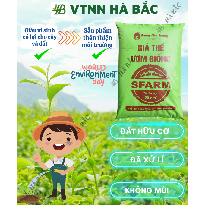 Giá Thể Ươm Giống SFARM 50dm3 Đặng Gia Trang - Nguyên Liệu Hoàn Toàn Hữu Cơ, Cho Giai Đoạn Ươm Giống