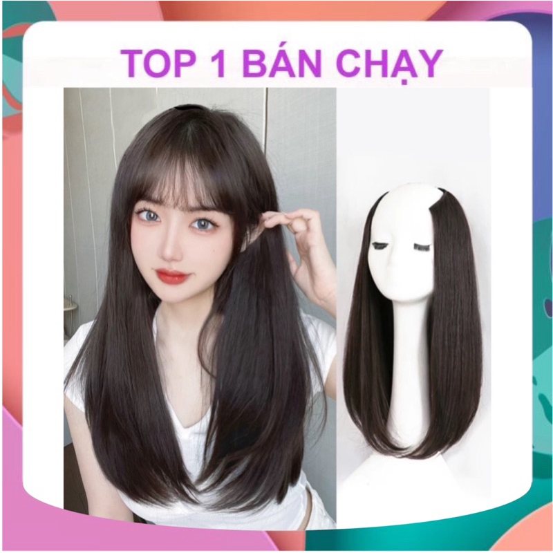 [TOP BÁN CHẠY] KẸP TÓC GIẢ CHỮ U NỬA ĐẦU DÀI 45-50CM CỤP LỬNG NHẸ SANG CHẢNH