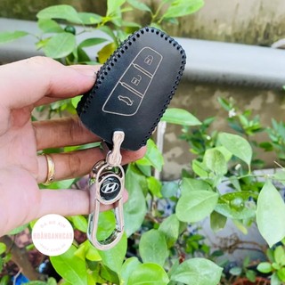 Bao da bọc chìa khoá Hyundai SantaFe 2013 2018, Hyundai Genesis bằng da bò, tặng móc khóa