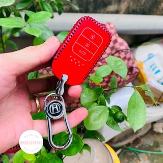 Bao da chìa khoá Honda Jazz, City, Civic, Crv loại 2 3 4 nút bấm...bằng da bò thật tặng kèm móc khóa