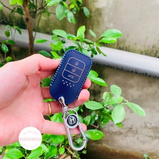 Bao da chìa khoá Honda Jazz, City, Civic, Crv loại 2 3 4 nút bấm...bằng da bò thật tặng kèm móc khóa
