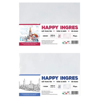 HAPPY - Giấy vẽ chì, ký hoạ, phác hoạ, giấy vẽ sketch Happy Ingres 110gsm / 220gsm🐻🌸 bút chì, bút kim, sáp, phấn, than