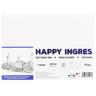 HAPPY - Giấy vẽ chì, ký hoạ, phác hoạ, giấy vẽ sketch Happy Ingres 110gsm / 220gsm🐻🌸 bút chì, bút kim, sáp, phấn, than