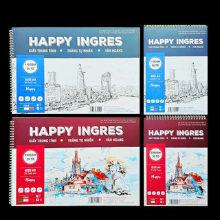 HAPPY - Giấy vẽ chì, ký hoạ, phác hoạ, giấy vẽ sketch Happy Ingres 110gsm / 220gsm🐻🌸 bút chì, bút kim, sáp, phấn, than