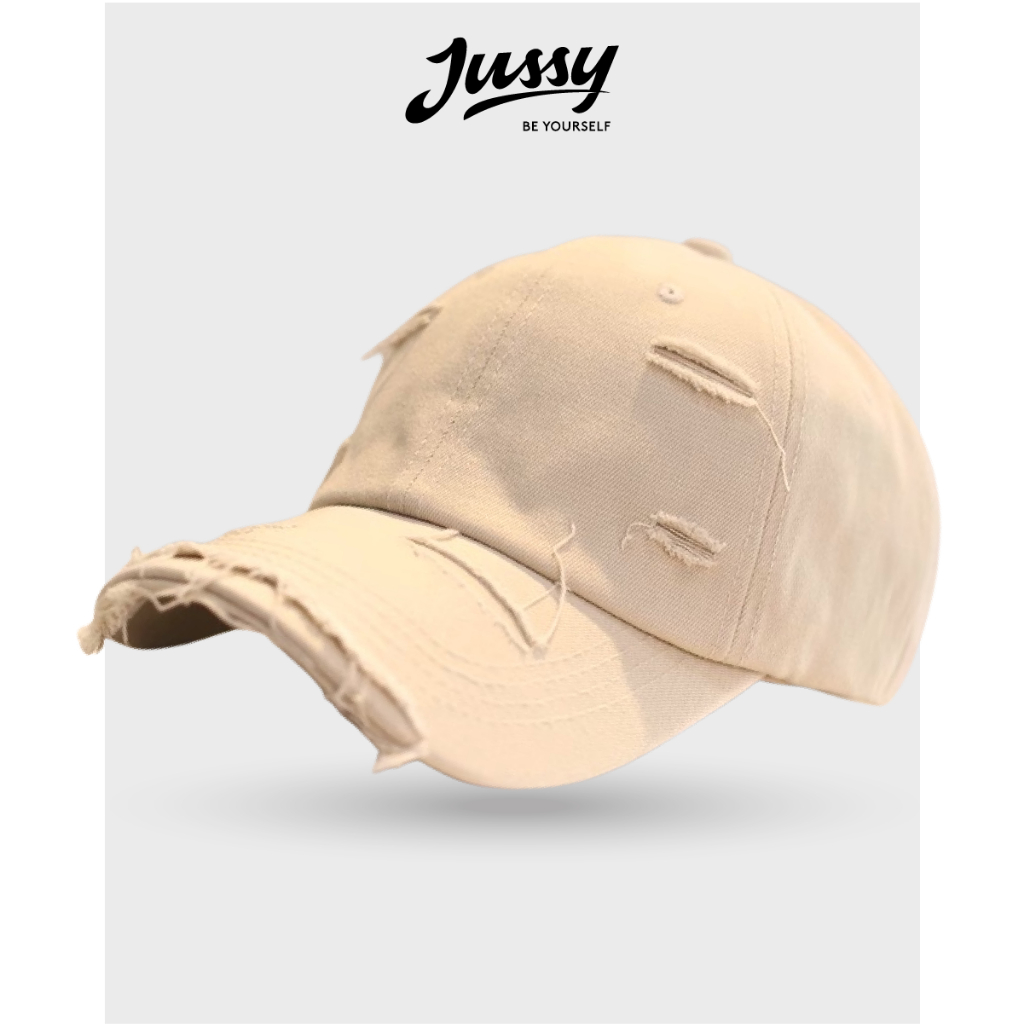 Mũ Lưỡi Trai Rách Trơn Basic Jussy Official Vải Kaki Cotton Thoáng Mát ...