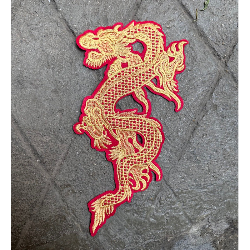 sticker logo thêu rồng gừng nền đỏ gắn áo dài ủi nhiệt | Shopee Việt Nam