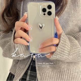 Ốp lưng iphone trong suốt siêu dày trái tim màu bạc dành cho ip 6/7/8/plus/x/xr/xs/11/12/13/14/15/16/pro max - xx2108