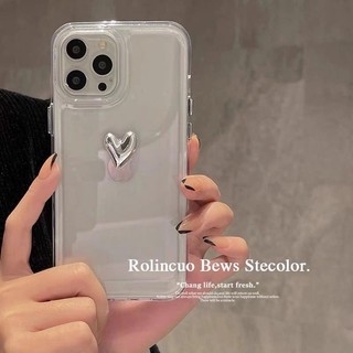 Ốp lưng iphone trong suốt siêu dày trái tim màu bạc dành cho ip 6/7/8/plus/x/xr/xs/11/12/13/14/15/16/pro max - xx2108