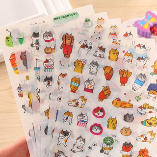 [lẻ 1 tấm] Sticker nhựa dễ thương 🐻💕 mẫu thỏ và shiba 🐰x🐶 mèo con 😻 diy, bujo, quà tặng