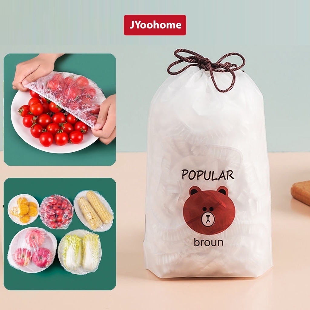 Combo 100 chiếc màng bọc thực phẩm chất liệu PE co dãn, Túi gấu bọc đồ ăn tiện lợi, Nhanh gọn