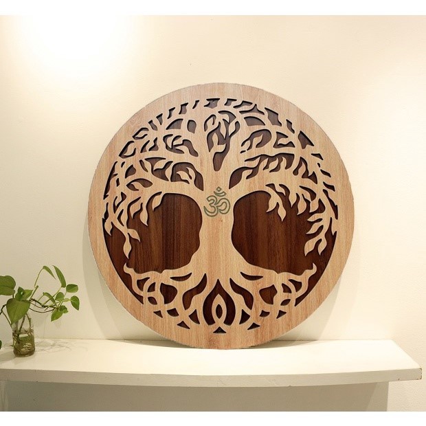 Tranh Gỗ Tròn - Tranh Phòng Tập Yoga - Trang Trí Treo Tường Decor Mọi Không Gian, tranh gỗ madala