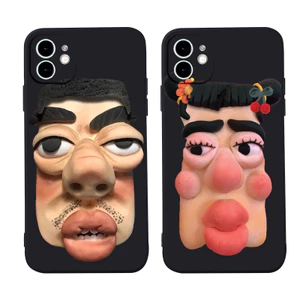Ốp Điện Thoại TPU cặp đôi mặt ngộ nghĩnh Cho Iphone 14 13 12 11 Pro Promax 6 6S 7 8 Plus X XR XSMax q8092
