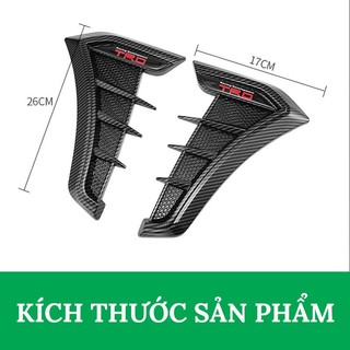 Bộ 2 Miếng Ốp Mang Cá Thể Thao Đen Bóng Trang Trí Lỗ Thông Gió Xe Hơi Lỗ Thông Gió Bên Hông Xe Hơi