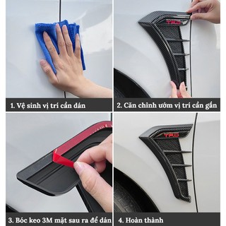 Bộ 2 Miếng Ốp Mang Cá Thể Thao Đen Bóng Trang Trí Lỗ Thông Gió Xe Hơi Lỗ Thông Gió Bên Hông Xe Hơi