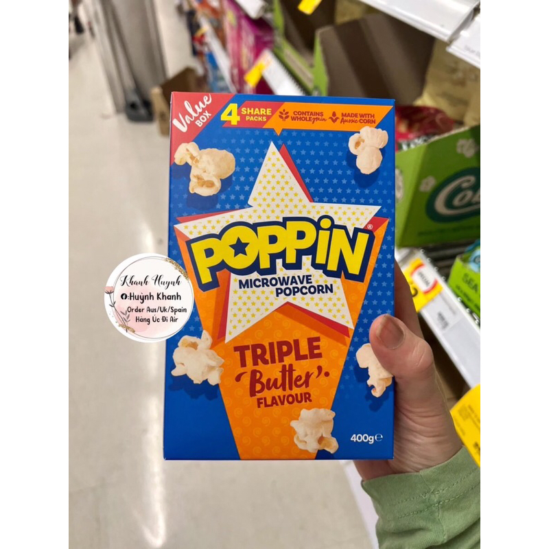 Bắp rang bơ quay lò vi sóng Poppin Microwave Popcorn Úc Shopee Việt Nam
