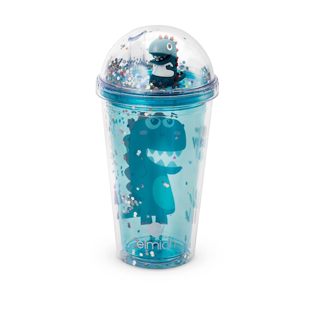 Cốc nhựa 2 lớp hình khủng long Elmich EL8332OL dung tích 480ml ( Kèm ống hút )