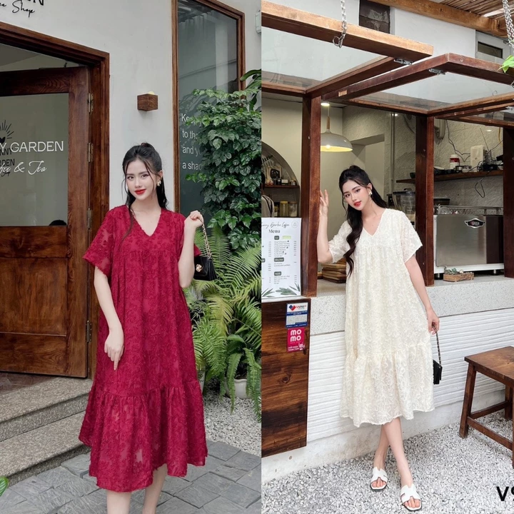 Đầm babydoll dáng suông, đầm bầu babydoll suông thiết kế cổ V dài Quá Gối Có Bigsize mặc đi làm đi tiệc thoải mái