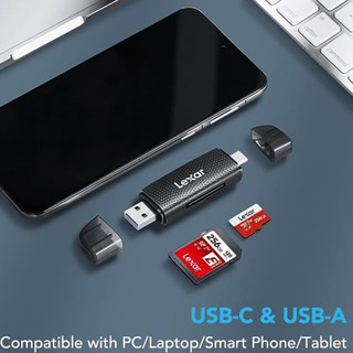 Đầu đọc thẻ nhớ Lexar RW310 2 khe thẻ SD/ MicroSD USB 3.2 Type-C và Type-A, tốc độ đọc 170Mb/s, chính hãng BH 12 tháng