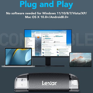 Đầu đọc thẻ nhớ Lexar RW310 2 khe thẻ SD/ MicroSD USB 3.2 Type-C và Type-A, tốc độ đọc 170Mb/s, chính hãng BH 12 tháng