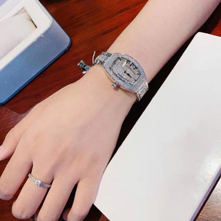 Đồng Hồ Nữ Gossie Mặt Bầu Đính Full Đá Trấu – Phong Cách Sang Trọng, Tinh Tế