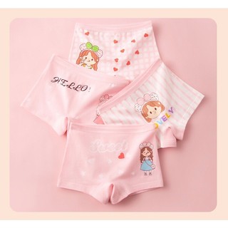 [T23 cotton] Quần chip đùi bé gái, combo 4 quần chíp đùi cho bé gái hình cô gái hồng ngộ nghĩnh Maruka Fashion