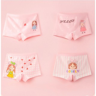 [T23 cotton] Quần chip đùi bé gái, combo 4 quần chíp đùi cho bé gái hình cô gái hồng ngộ nghĩnh Maruka Fashion