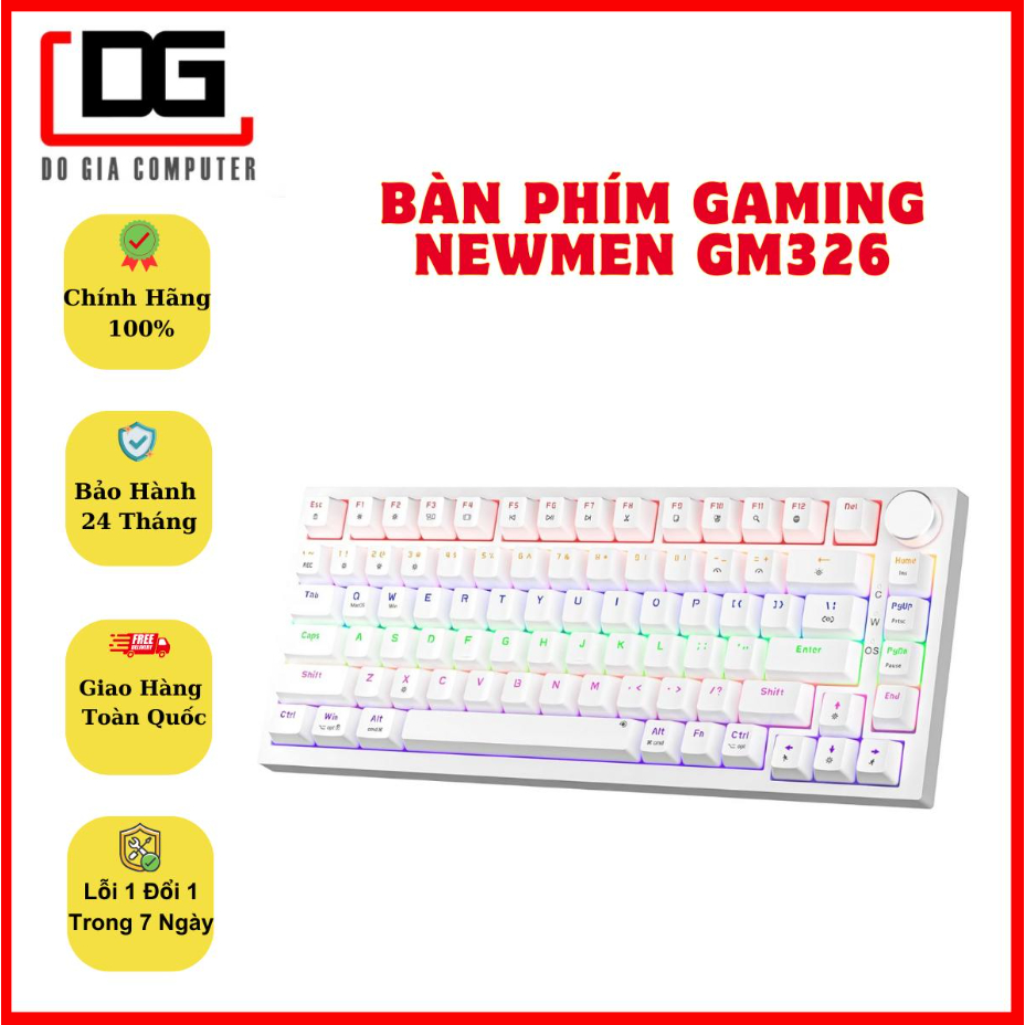 Bàn Phím Cơ Gaming Newmen GM326 - Hotswap - 75% - Blue/Brown SW, Type-C ...