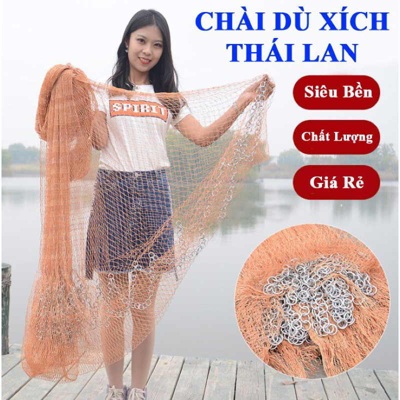 Chài đánh cá sợi dù mắt 4cm cao 5m bung tròn 10m hàng loại 1 chài siêu bền