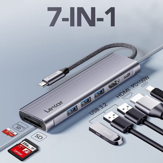 Bộ chia cổng USB 7 in 1 Lexar Hub H31, 3 cổng USB 3.2, 1 cổng HDMI 2.0, 1 cổng sạc nhanh 100W, khe thẻ nhớ Micro SD/ SD