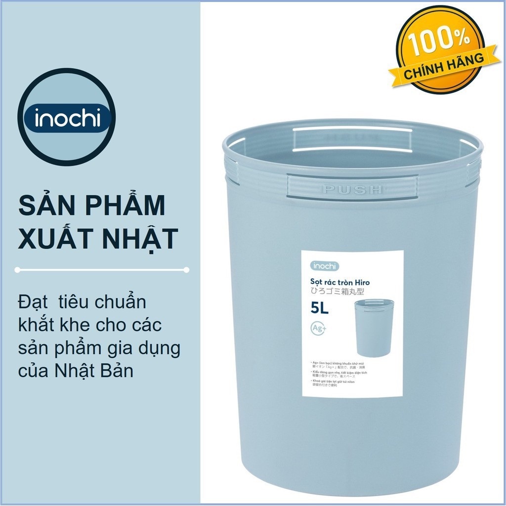 Sọt Rác Nhựa Tròn Hiro Inochi 5/10/15 Lít - kháng khuẩn, khử mùi, bền chắc, tiện lợi