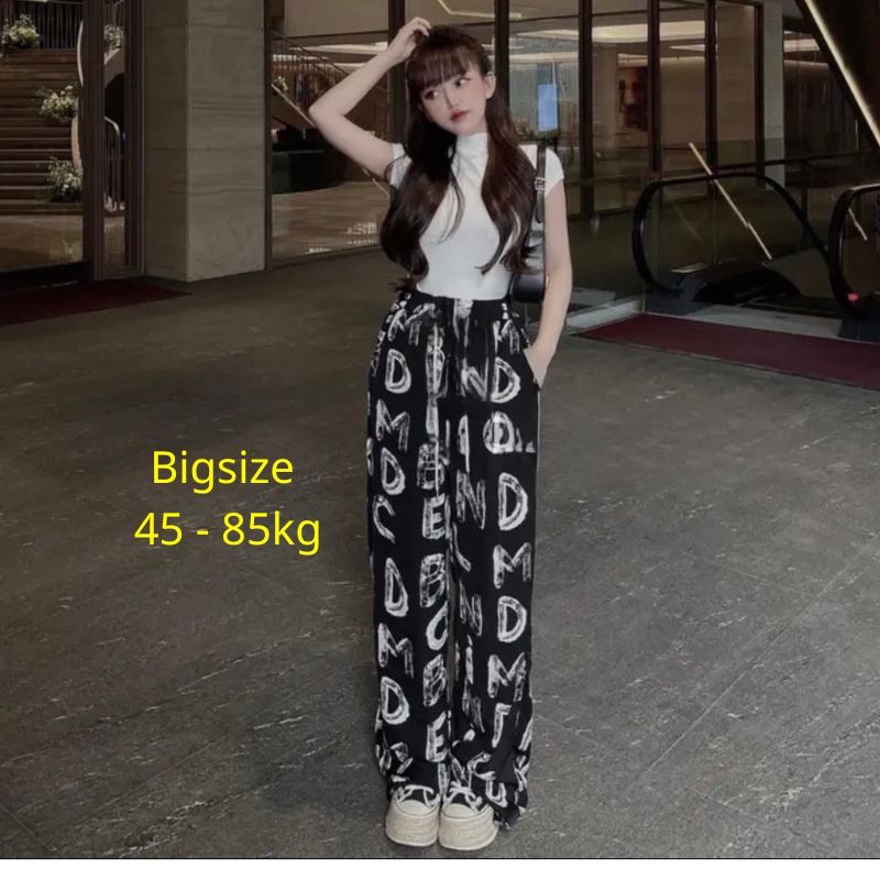 Quần Ống Rộng Suông Bigsize 45-85kg ESHOP Quần rộng ống suông thun gân có 2 túi mặc đẹp dễ thương QL01