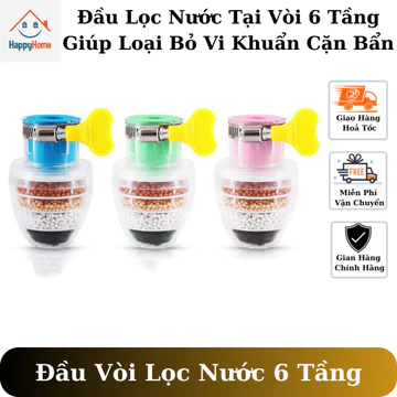 Đầu lọc nước tại vòi 6 tầng tiện lợi, lọc nước tại vòi giúp loại bỏ vi khuẩn cặn bẩn có trong nước an toàn khi sử dụng