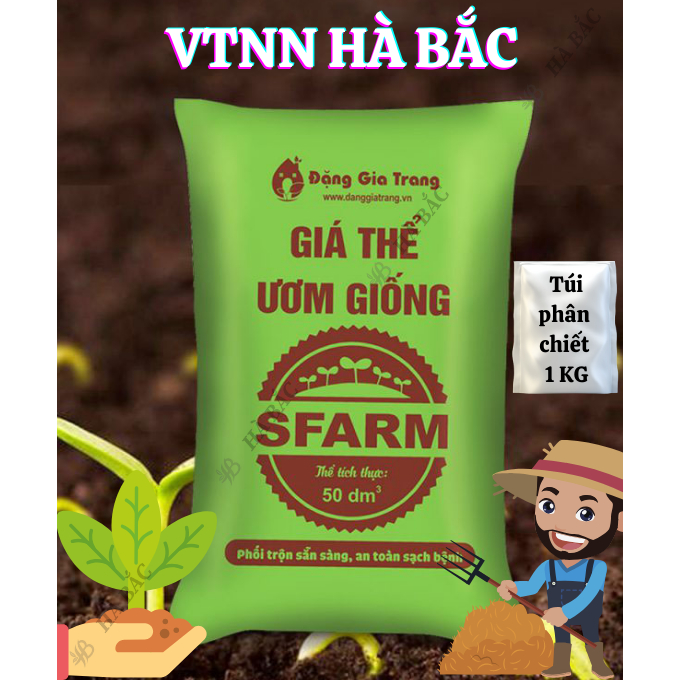 Giá thể ươm hạt giống SFarm (túi 1Kg) Đặng Gia Trang - đất sạch đã qua xử lý để ươm mầm cây con