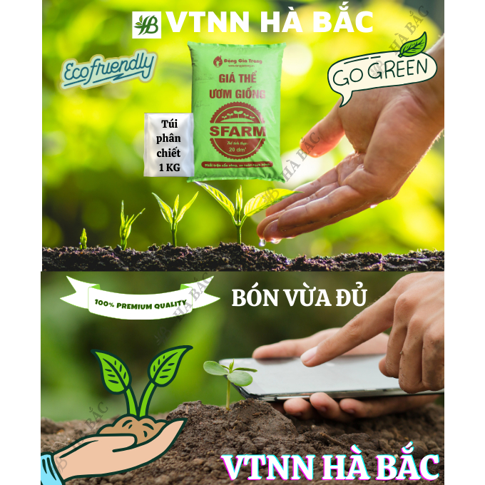 Giá thể ươm hạt giống SFarm (túi 1Kg) Đặng Gia Trang - đất sạch đã qua xử lý để ươm mầm cây con