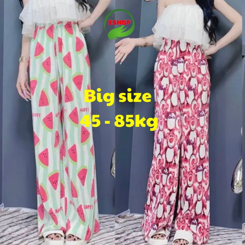 Quần Ống Rộng Suông Bigsize 45-85kg ESHOP Quần rộng ống suông dập li cao cấp có 2 túi mặc đẹp dễ thương QL02